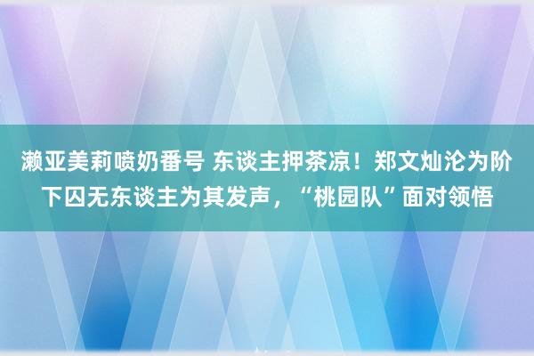 濑亚美莉喷奶番号 东谈主押茶凉！郑文灿沦为阶下囚无东谈主为其发声，“桃园队”面对领悟