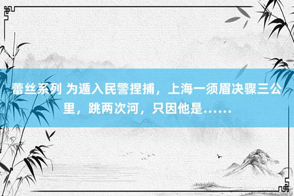 蕾丝系列 为遁入民警捏捕，上海一须眉决骤三公里，跳两次河，只因他是……