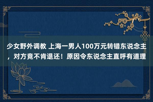 少女野外调教 上海一男人100万元转错东说念主，对方竟不肯退还！原因令东说念主直呼有道理