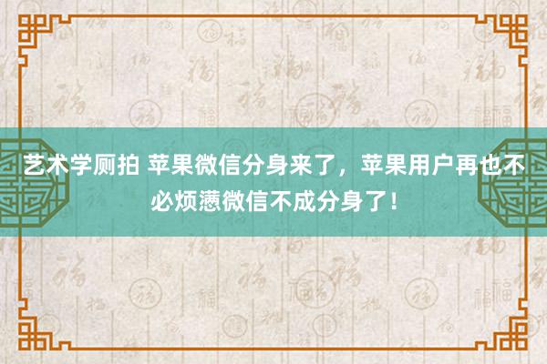 艺术学厕拍 苹果微信分身来了，苹果用户再也不必烦懑微信不成分身了！