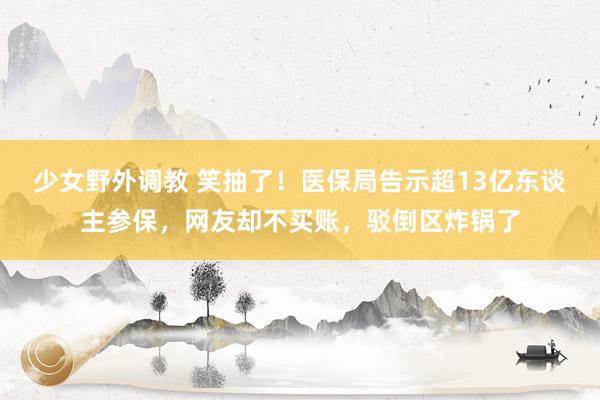 少女野外调教 笑抽了！医保局告示超13亿东谈主参保，网友却不买账，驳倒区炸锅了