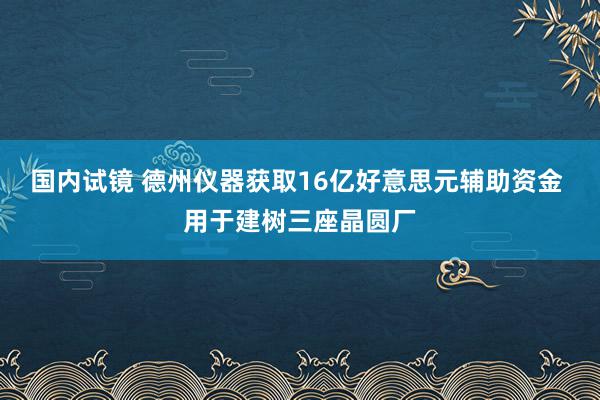 国内试镜 德州仪器获取16亿好意思元辅助资金 用于建树三座晶圆厂