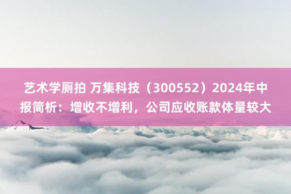 艺术学厕拍 万集科技（300552）2024年中报简析：增收不增利，公司应收账款体量较大