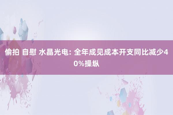 偷拍 自慰 水晶光电: 全年成见成本开支同比减少40%操纵